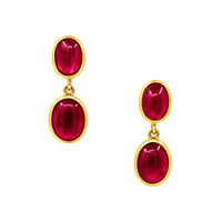 13.66 Ct.Tw. Ruby 22K Gold Plated Silver earring