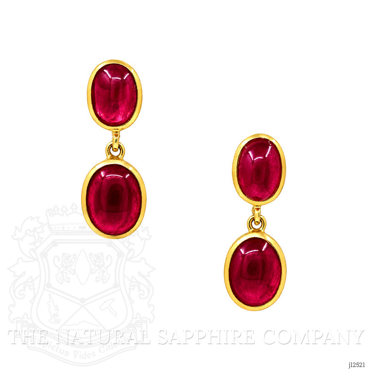 13.66 Ct.Tw. Ruby Studs Earrings, 22K Gold Plated Silver