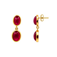 13.66&nbsp;Ct.Tw.Total Carat Weight Ruby Studs Earrings, 22K Gold Plated Silver Image