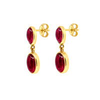 13.66 Ct.Tw.Total Carat Weight Ruby Studs Earrings, 22K Gold Plated Silver Image