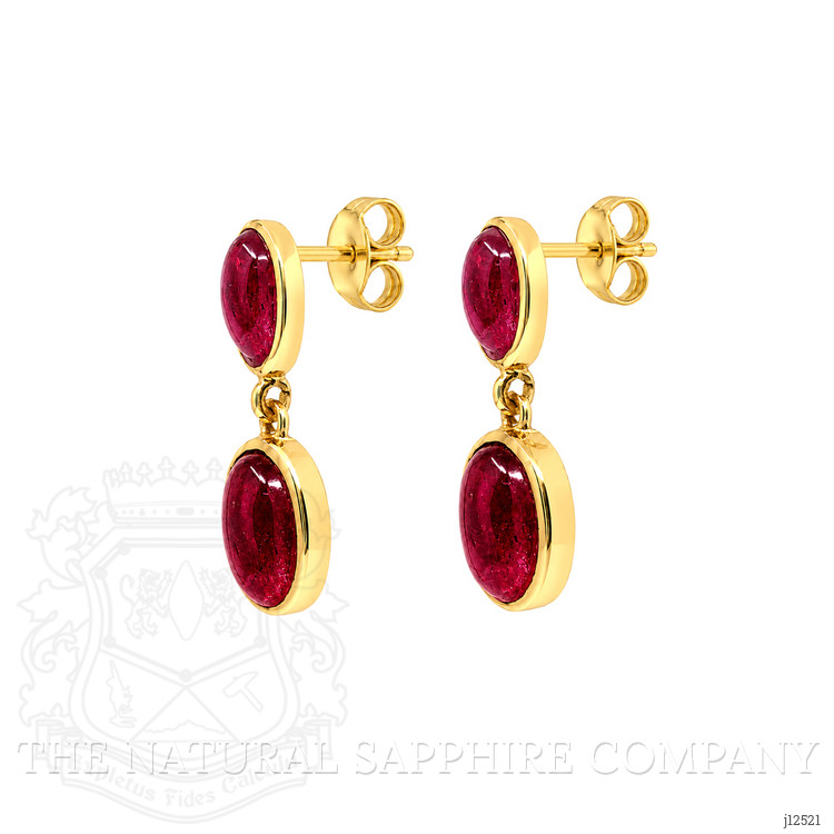 13.66 Ct.Tw. Ruby Studs Earrings, 22K Gold Plated Silver