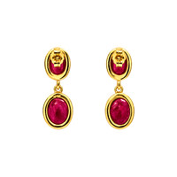 13.66 Ct.Tw.Total Carat Weight Ruby Studs Earrings, 22K Gold Plated Silver Image