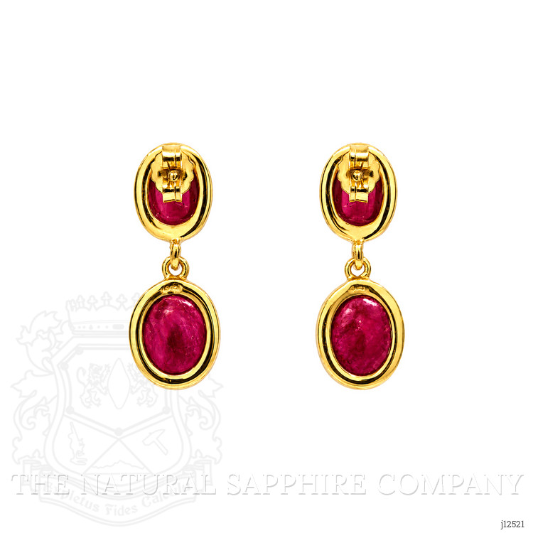 13.66 Ct.Tw. Ruby Studs Earrings, 22K Gold Plated Silver