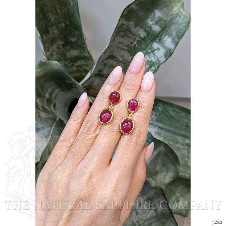 13.66 Ct.Tw. Ruby Studs Earrings, 22K Gold Plated Silver