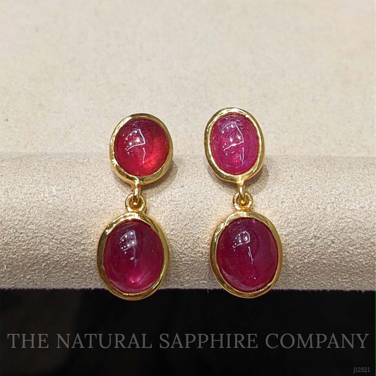 13.66 Ct.Tw. Ruby Studs Earrings, 22K Gold Plated Silver