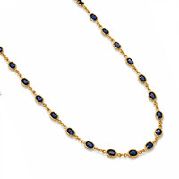 9.17 Ct. Blue Sapphire Bezel Necklace, 22K Gold Plated Silver Image