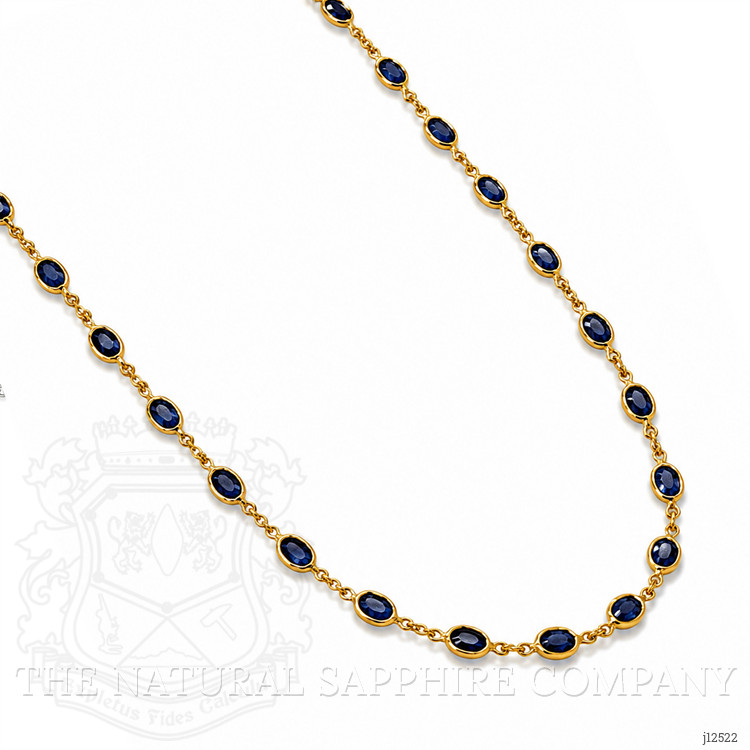 9.17 Ct. Blue Sapphire Bezel Necklace, 22K Gold Plated Silver