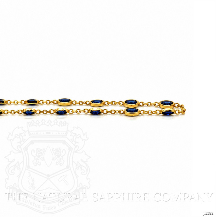 9.17 Ct. Blue Sapphire Bezel Necklace, 22K Gold Plated Silver