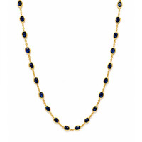 9.17 Ct. Blue Sapphire Bezel Necklace, 22K Gold Plated Silver Image