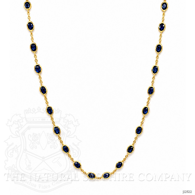 9.17 Ct. Blue Sapphire Bezel Necklace, 22K Gold Plated Silver
