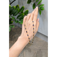9.17 Ct. Blue Sapphire Bezel Necklace, 22K Gold Plated Silver Life Style