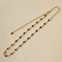 9.17 Ct. Blue Sapphire Bezel Necklace, 22K Gold Plated Silver Life Style
