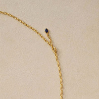 9.17 Ct. Blue Sapphire Bezel Necklace, 22K Gold Plated Silver Life Style