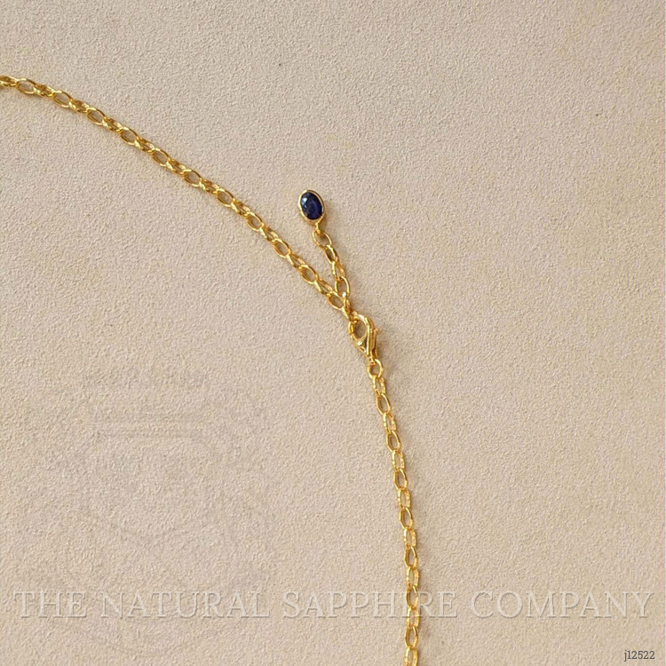 9.17 Ct. Blue Sapphire Bezel Necklace, 22K Gold Plated Silver