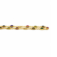 2.47 Ct.Tw.Total Carat Weight Ruby, Peridot, Amethyst, Quartz, Moonstone and Agate Bezel Necklace, 22K Gold Plated Silver Image