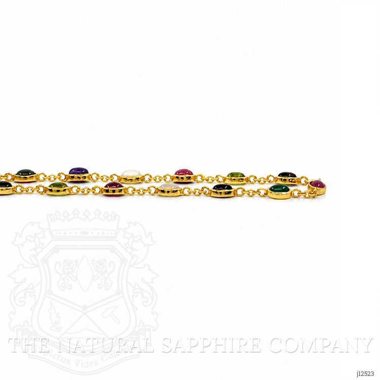 2.47 Ct.Tw. Ruby, Peridot, Amethyst, Quartz, Moonstone and Agate Bezel Necklace, 22K Gold Plated Silver