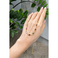 2.47 Ct.Tw.Total Carat Weight Ruby, Peridot, Amethyst, Quartz, Moonstone and Agate Bezel Necklace, 22K Gold Plated Silver Life Style