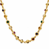 11.69 Ct.Tw. Ruby, Garnet, Peridot, Agate, Amethyst, Citrine, Carnelian and Moonstone 22K Gold Plated Silver necklace