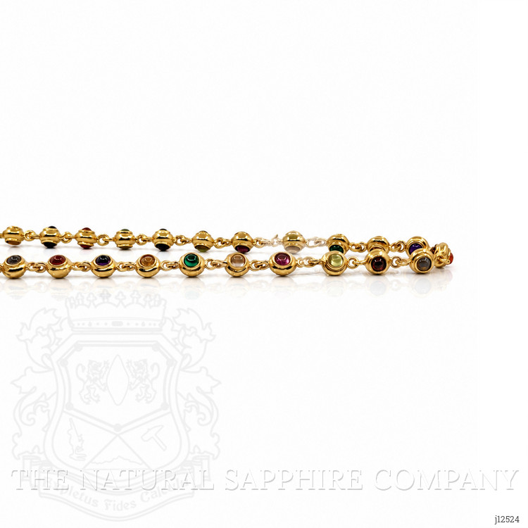 11.69 Ct.Tw. Ruby, Garnet, Peridot, Agate, Amethyst, Citrine, Carnelian, Moonstone and Quartz Multi Stone Necklace, 22K Gold Plated Silver