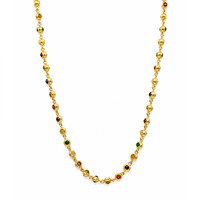11.69&nbsp;Ct.Tw.Total Carat Weight Ruby, Garnet, Peridot, Agate, Amethyst, Citrine, Carnelian, Moonstone and Quartz Multi Stone Necklace, 22K Gold Plated Silver Image