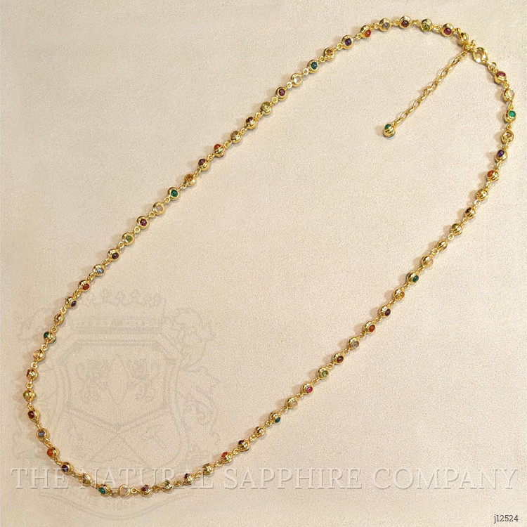 11.69 Ct.Tw. Ruby, Garnet, Peridot, Agate, Amethyst, Citrine, Carnelian, Moonstone and Quartz Multi Stone Necklace, 22K Gold Plated Silver