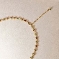 11.69 Ct.Tw.Total Carat Weight Ruby, Garnet, Peridot, Agate, Amethyst, Citrine, Carnelian, Moonstone and Quartz Multi Stone Necklace, 22K Gold Plated Silver Life Style