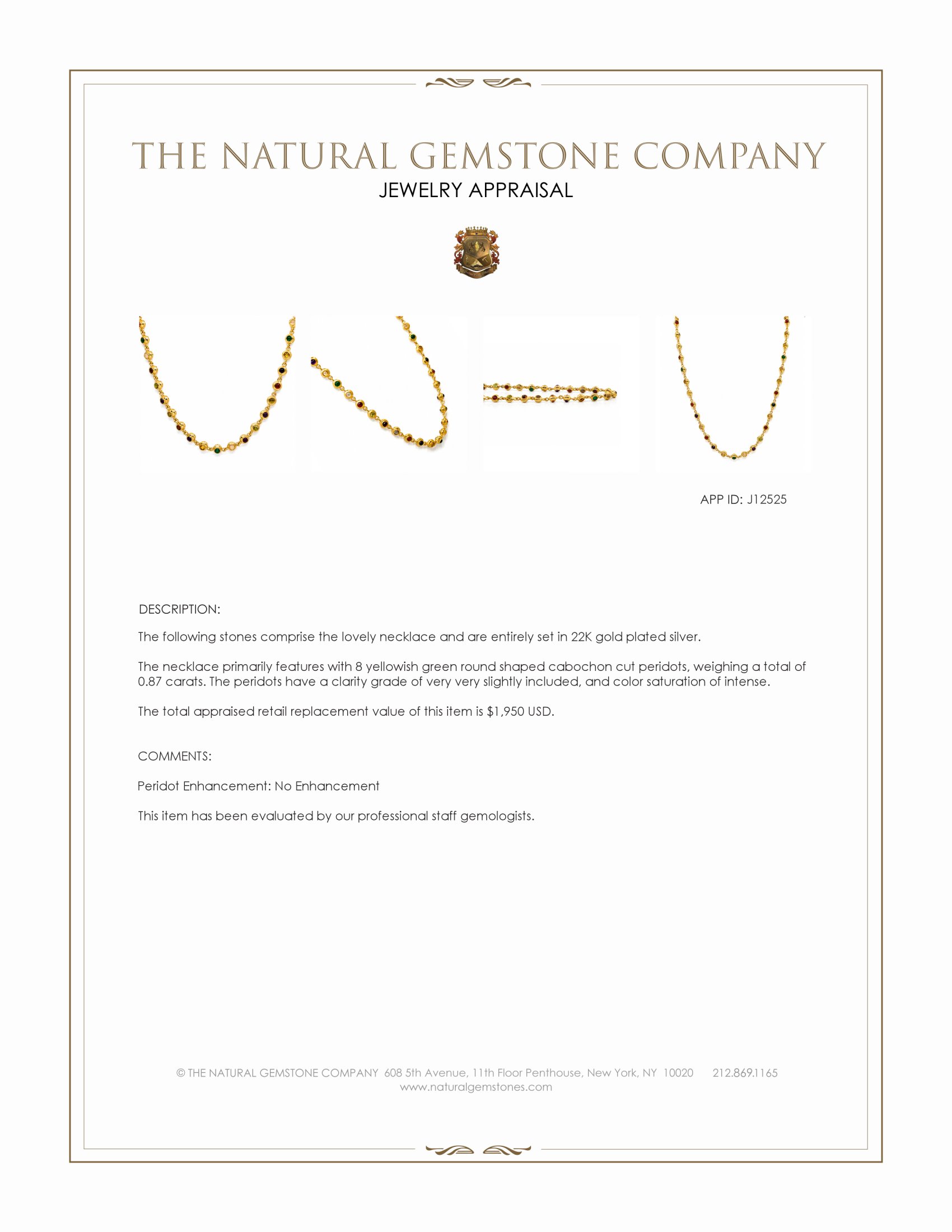 7.75 Ct.Tw. Ruby, Garnet, Peridot, Amethyst, Citrine, Agate, Quartz, Carnelian and Moonstone Multi Stone Necklace, 22K Gold Plated Silver