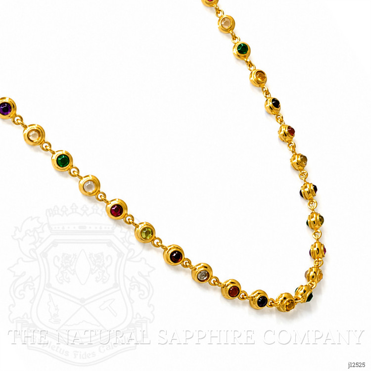 7.75 Ct.Tw. Ruby, Garnet, Peridot, Amethyst, Citrine, Agate, Quartz, Carnelian and Moonstone Multi Stone Necklace, 22K Gold Plated Silver