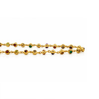 7.75 Ct.Tw.Total Carat Weight Ruby, Garnet, Peridot, Amethyst, Citrine, Agate, Quartz, Carnelian and Moonstone Multi Stone Necklace, 22K Gold Plated Silver Image