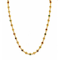 7.75&nbsp;Ct.Tw.Total Carat Weight Ruby, Garnet, Peridot, Amethyst, Citrine, Agate, Quartz, Carnelian and Moonstone Multi Stone Necklace, 22K Gold Plated Silver Image