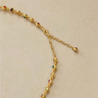 7.75 Ct.Tw.Total Carat Weight Ruby, Garnet, Peridot, Amethyst, Citrine, Agate, Quartz, Carnelian and Moonstone Multi Stone Necklace, 22K Gold Plated Silver Life Style