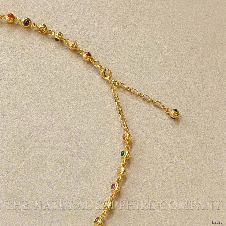 7.75 Ct.Tw. Ruby, Garnet, Peridot, Amethyst, Citrine, Agate, Quartz, Carnelian and Moonstone Multi Stone Necklace, 22K Gold Plated Silver