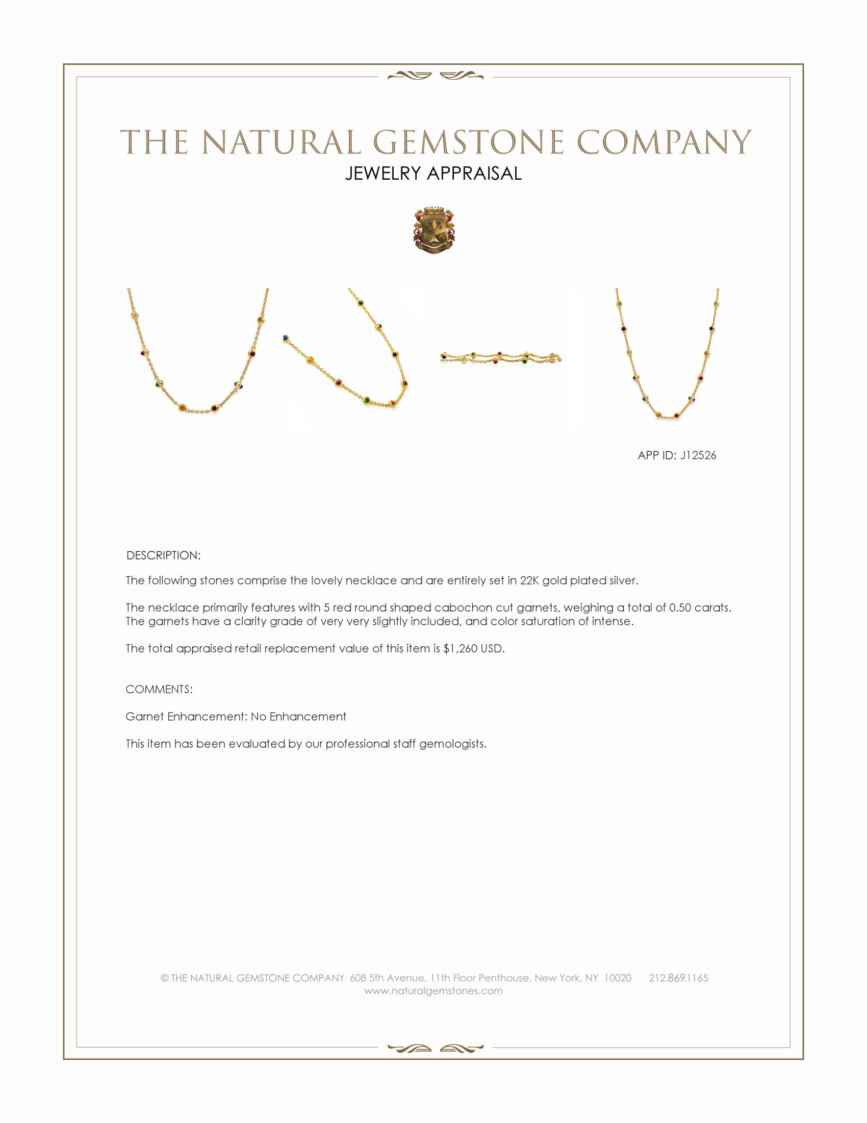 3.93 Ct.Tw. Ruby, Citrine, Garnet, Peridot, Lapis, Amethyst, Carnelian, Agate and Moonstone Multi Stone Necklace, 22K Gold Plated Silver