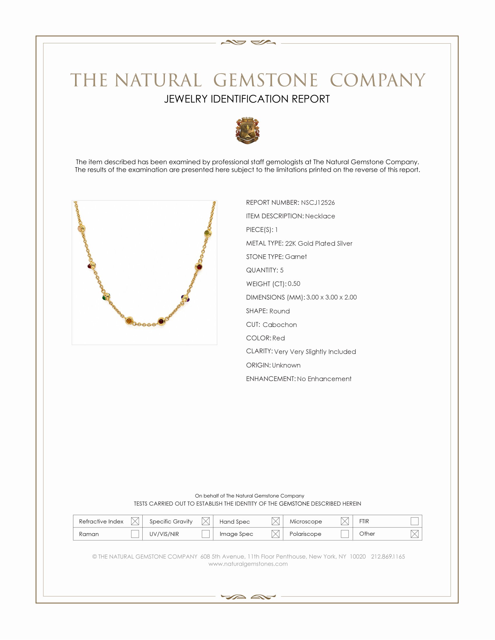 3.93 Ct.Tw. Ruby, Citrine, Garnet, Peridot, Lapis, Amethyst, Carnelian, Agate and Moonstone Multi Stone Necklace, 22K Gold Plated Silver