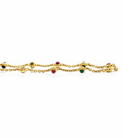 3.93 Ct.Tw.Total Carat Weight Ruby, Citrine, Garnet, Peridot, Lapis, Amethyst, Carnelian, Agate and Moonstone Multi Stone Necklace, 22K Gold Plated Silver Image