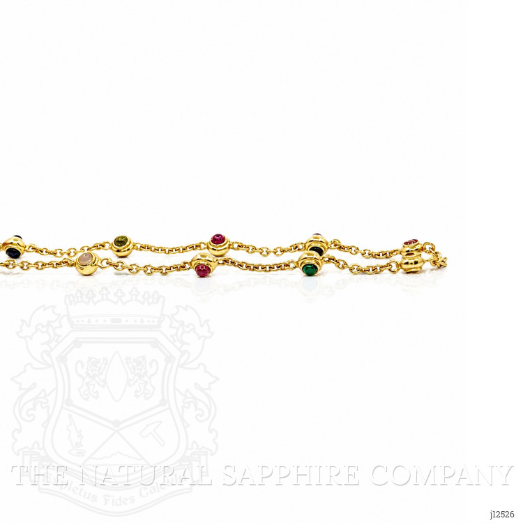 3.93 Ct.Tw. Ruby, Citrine, Garnet, Peridot, Lapis, Amethyst, Carnelian, Agate and Moonstone Multi Stone Necklace, 22K Gold Plated Silver