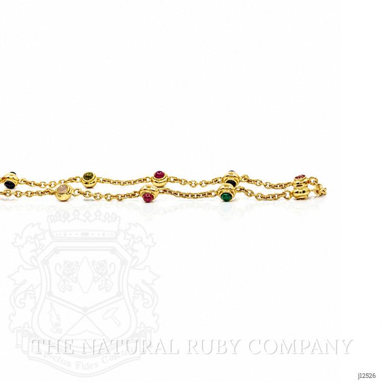 3.93 Ct.Tw. Ruby, Citrine, Garnet, Peridot, Lapis, Amethyst, Carnelian, Agate and Moonstone Multi Stone Necklace, 22K Gold Plated Silver