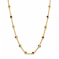 3.93&nbsp;Ct.Tw.Total Carat Weight Ruby, Citrine, Garnet, Peridot, Lapis, Amethyst, Carnelian, Agate and Moonstone Multi Stone Necklace, 22K Gold Plated Silver Image