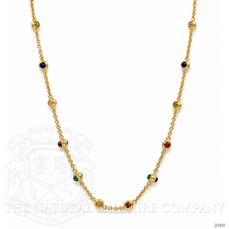 3.93 Ct.Tw. Ruby, Citrine, Garnet, Peridot, Lapis, Amethyst, Carnelian, Agate and Moonstone Multi Stone Necklace, 22K Gold Plated Silver
