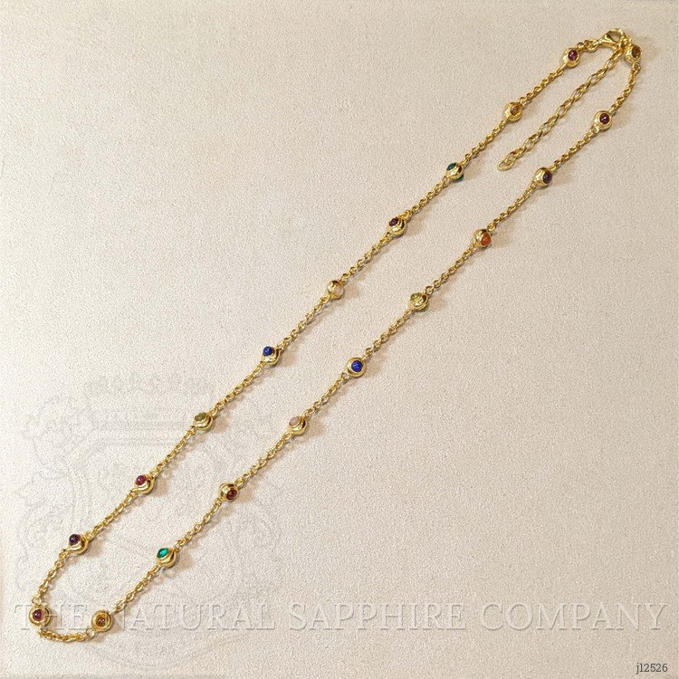 3.93 Ct.Tw. Ruby, Citrine, Garnet, Peridot, Lapis, Amethyst, Carnelian, Agate and Moonstone Multi Stone Necklace, 22K Gold Plated Silver