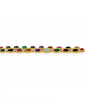 59.10 Ct.Tw.Total Carat Weight Rutilated Quartz, Quartz, Ruby, Garnet, Aquamarine, Amethyst, Agate and Carnelian Multi Stone Necklace, 22K Gold Plated Silver Image