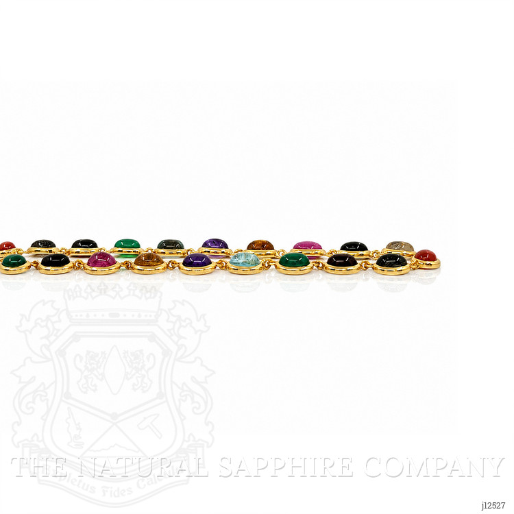 59.10 Ct.Tw. Rutilated Quartz, Quartz, Ruby, Garnet, Aquamarine, Amethyst, Agate and Carnelian Multi Stone Necklace, 22K Gold Plated Silver