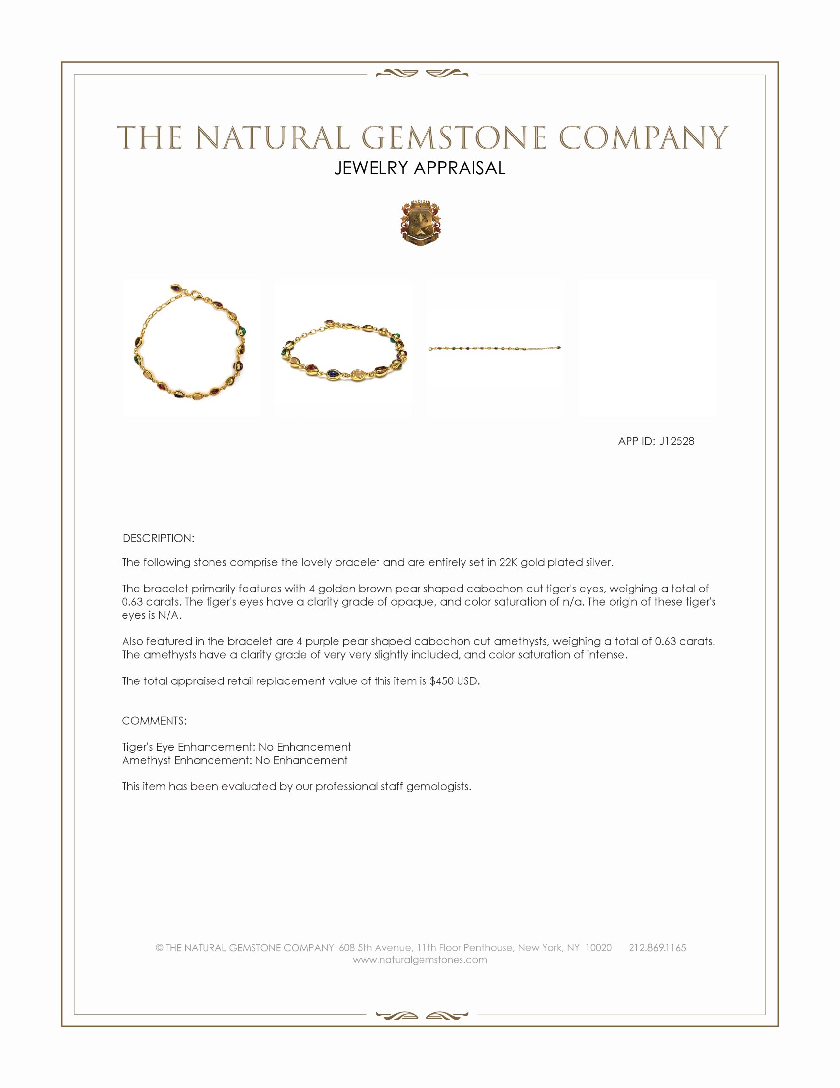 4.38 Ct.Tw. Ruby, Moonstone, Tiger's Eye, Agate, Sapphire, Garnet, Citrine and Amethyst Bezel Bracelet, 22K Gold Plated Silver