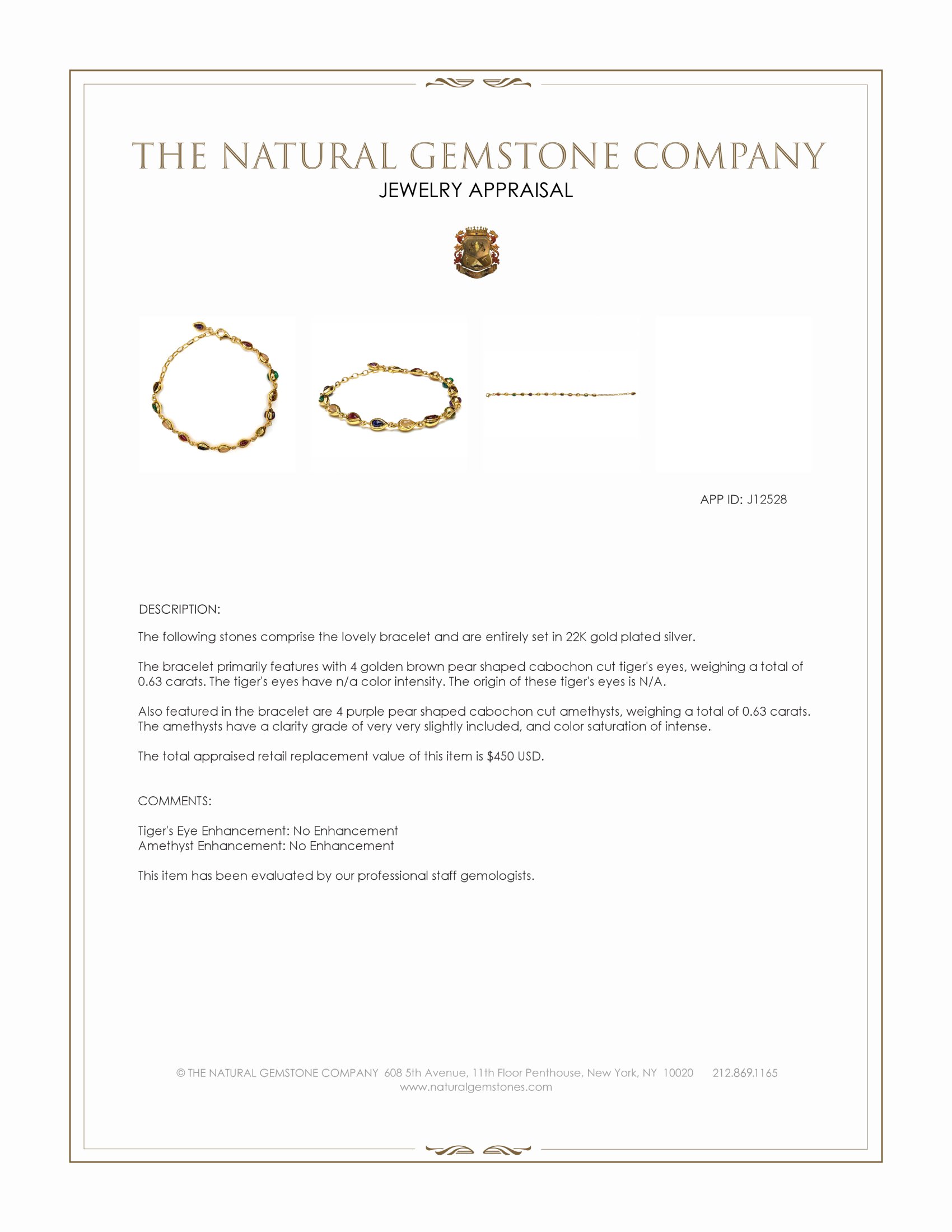4.38 Ct.Tw. Ruby, Moonstone, Tiger's Eye, Agate, Sapphire, Garnet, Citrine and Amethyst Bezel Bracelet, 22K Gold Plated Silver