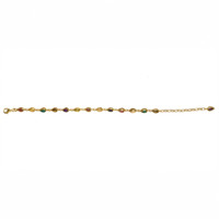 4.38 Ct.Tw.Total Carat Weight Ruby, Moonstone, Tiger's Eye, Agate, Sapphire, Garnet, Citrine and Amethyst Bezel Bracelet, 22K Gold Plated Silver Image