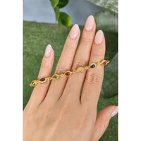 4.38 Ct.Tw.Total Carat Weight Ruby, Moonstone, Tiger's Eye, Agate, Sapphire, Garnet, Citrine and Amethyst Bezel Bracelet, 22K Gold Plated Silver Life Style