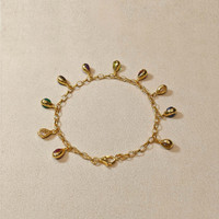 3.38&nbsp;Ct.Tw.Total Carat Weight Tiger's Eye, Moonstone, Ruby, Sapphire, Garnet, Peridot and Amethyst Bezel Bracelet, 22K Gold Plated Silver Life Style