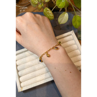 3.38&nbsp;Ct.Tw.Total Carat Weight Tiger's Eye, Moonstone, Ruby, Sapphire, Garnet, Peridot and Amethyst Bezel Bracelet, 22K Gold Plated Silver Life Style