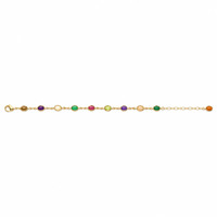 4.87&nbsp;Ct.Tw.Total Carat Weight Amethyst, Agate, Moonstone, Ruby, Peridot, Citrine and Carnelian Bezel Bracelet, 22K Gold Plated Silver Image