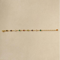 4.87&nbsp;Ct.Tw.Total Carat Weight Amethyst, Agate, Moonstone, Ruby, Peridot, Citrine and Carnelian Bezel Bracelet, 22K Gold Plated Silver Life Style